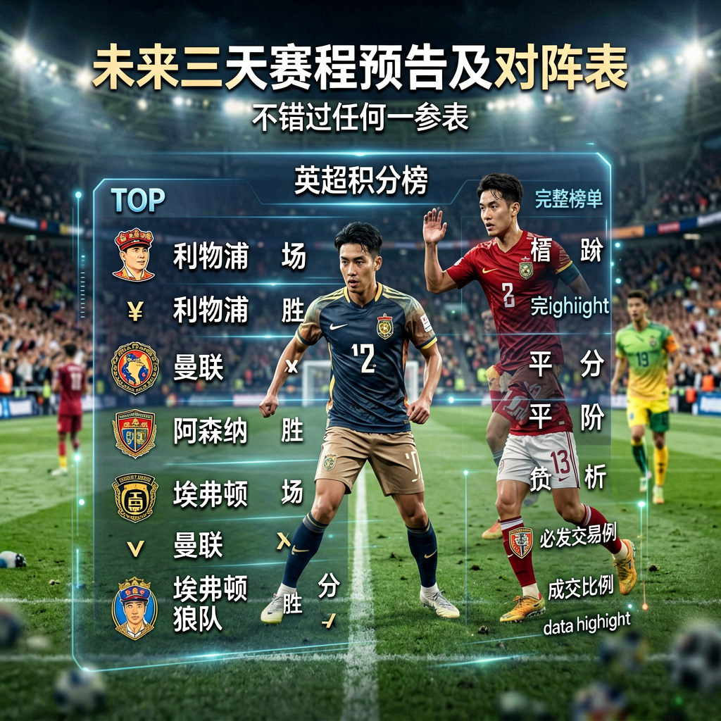 未来三天赛程预告及对阵表